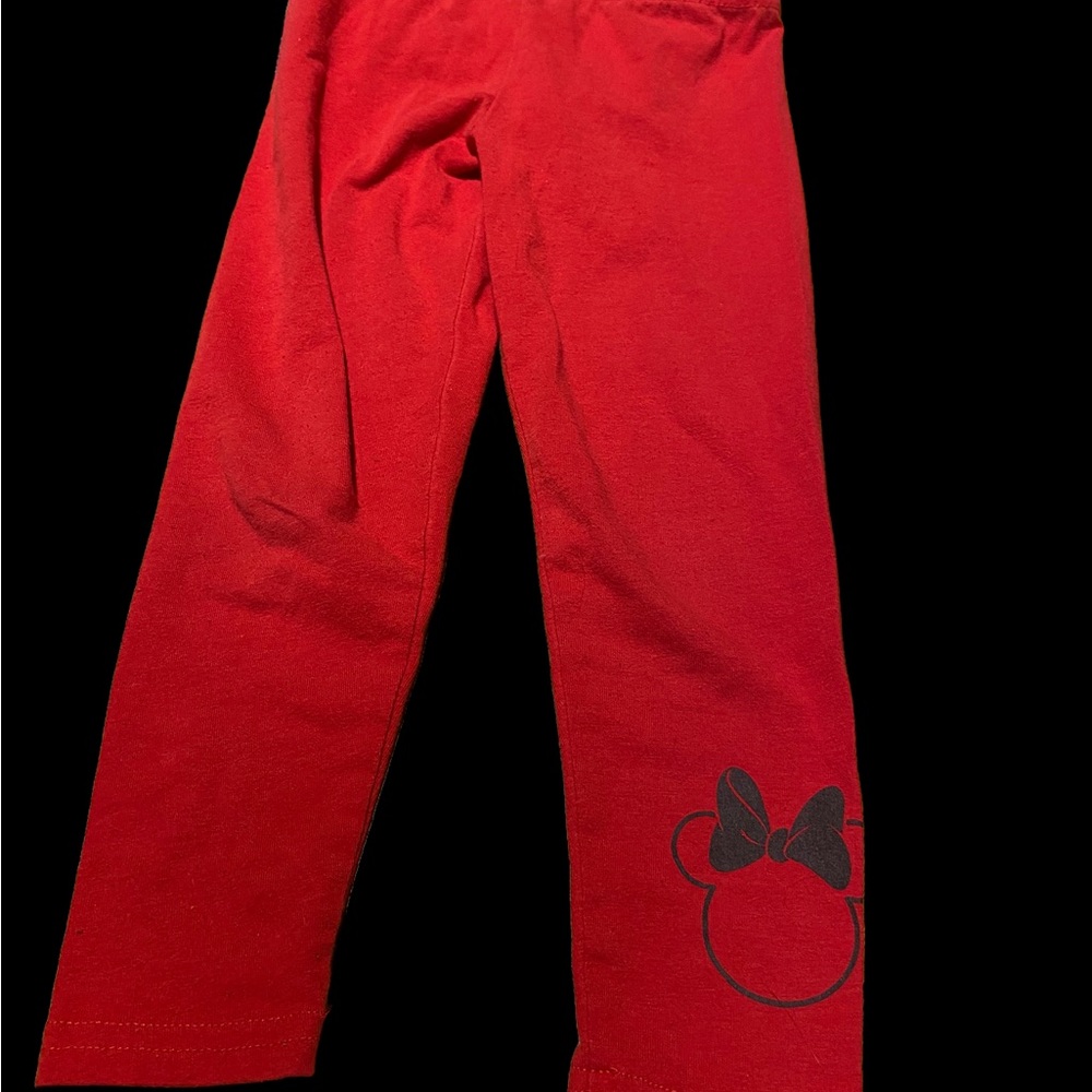 Disney Leggings Red with Micky Face on Leg 3T